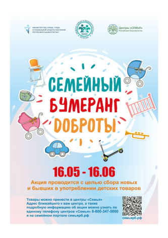 В Башкортостане стартовала акция «Семейный бумеранг доброты»